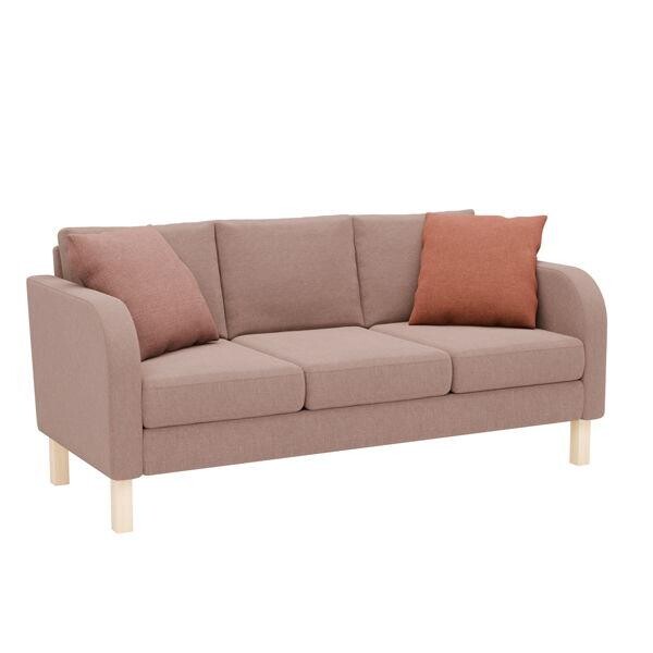 Sofa 3-pers Stockholm 1890x814x840 med afrundede armlæn og ben i birketræ rosa