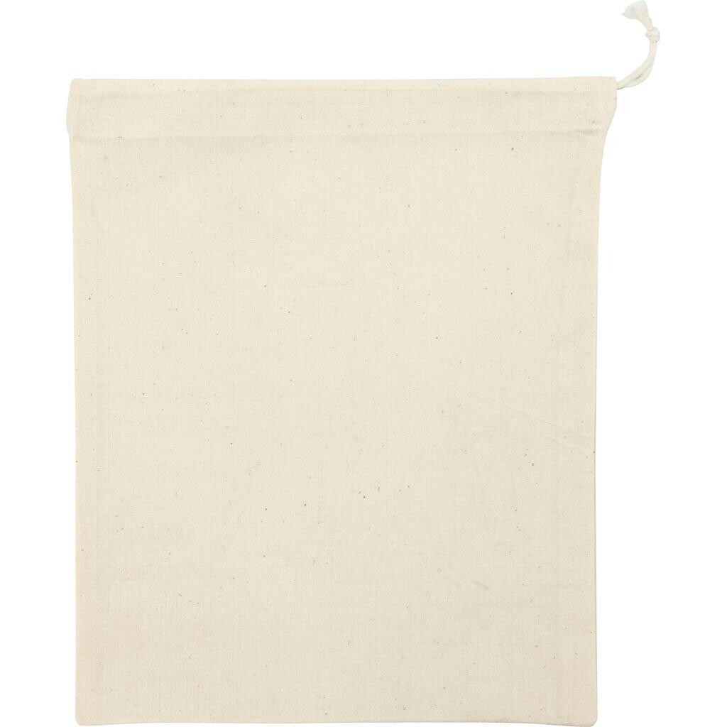 Stofpose, str. 21x25 cm, 110 g, lys natur, bomuld, 5 stk./ 1 pk.