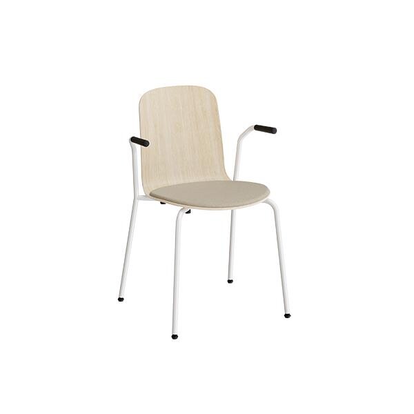 Stabelstol Add 5901 hvidpigmenteret eg, polstret sæde i beige tekstil, hvidt stel glans 10