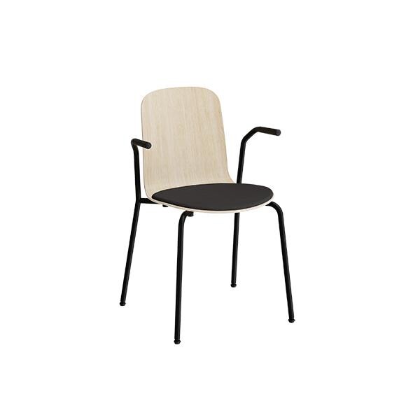 Stabelstol Add 5901 hvidpigmenteret eg, polstret sæde i sort tekstil, sort stel