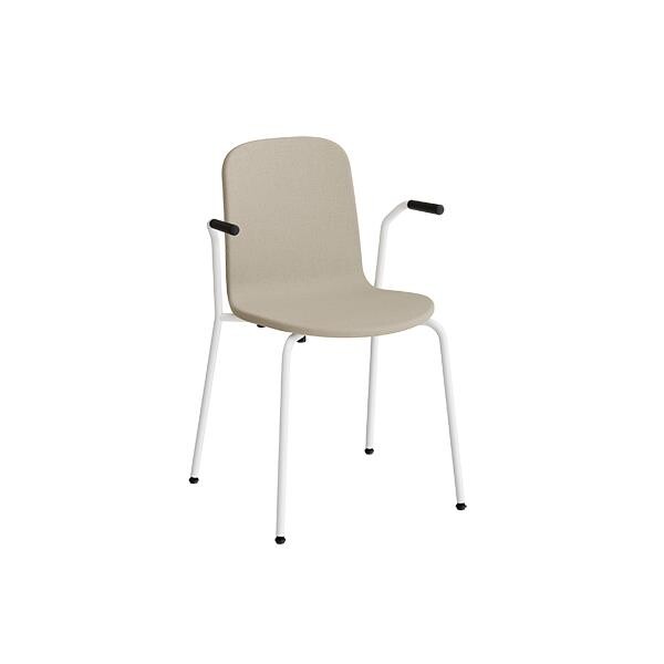 Stol Add 5901 med armlæn Hel betrukket i beige tekstil, hvidt stel glans 10