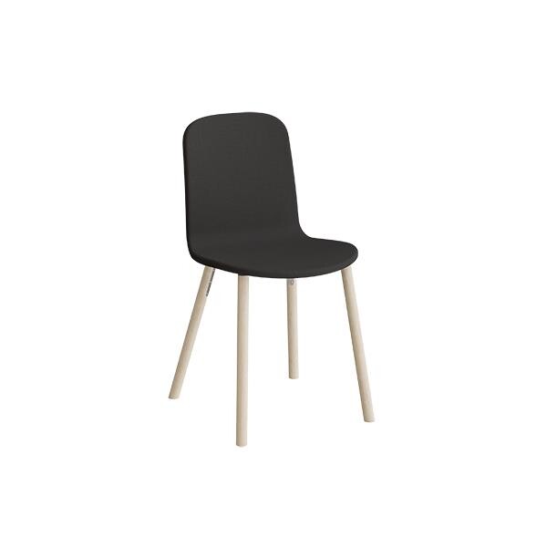 Stol Add 5901 Wood Hel betrukket i sort tekstil, træben