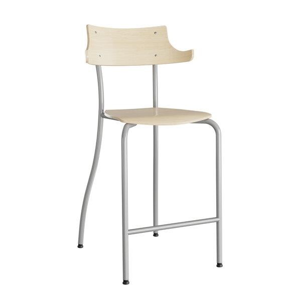 Stol Strong 112 HATT, birk laminat og alugråt stel, H955 mm