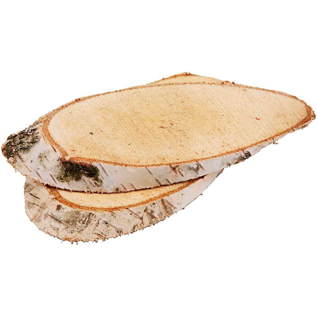Store træskiver cirka 15 x 9 cm tykkelse 15 mm | 7 stk.