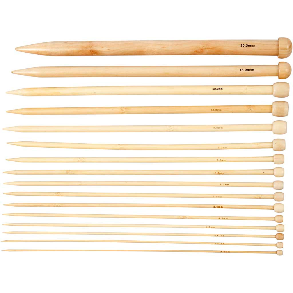 Strikkepinde længde 35 cm nr. 2,5-20 | 16 par