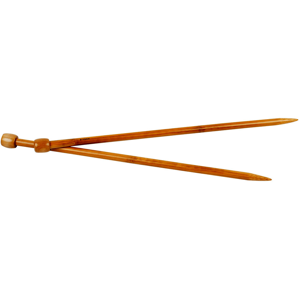 Strikkepinde nummer 10 længde 35 cm - Bambus