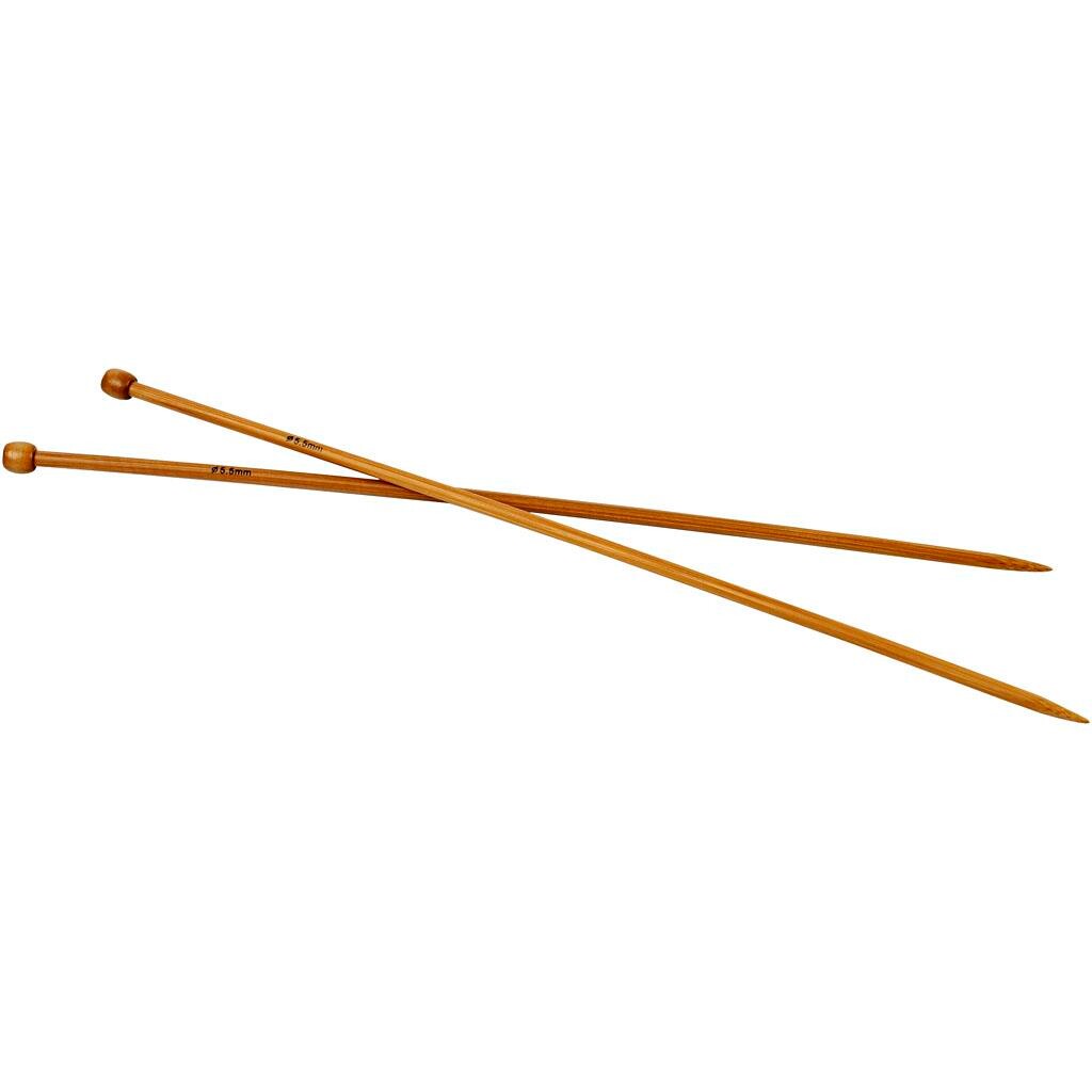 Strikkepinde nummer 5,5 længde 35 cm - Bambus