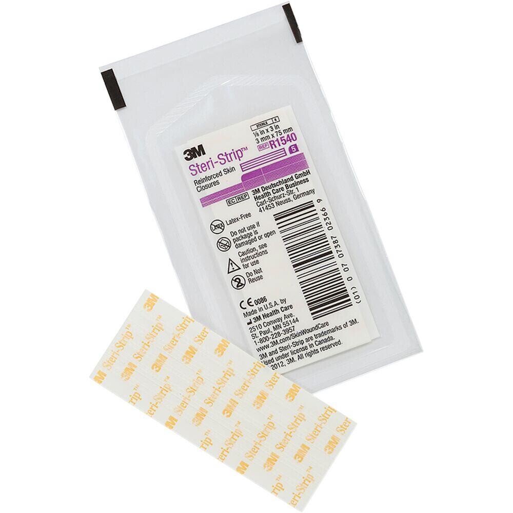 Strip - Steri-strip 75x3mm hvid forstærket - ark a 5 strips - 50 stk