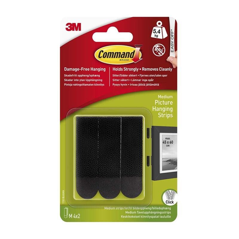 Strips til billedophæng 3M Command sort medium 17201BLK