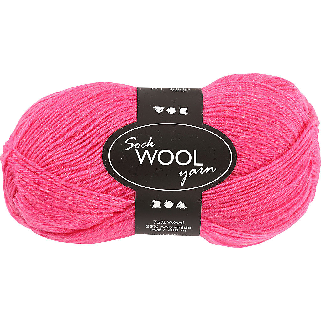 Strømpegarn længde 200 meter pink - 50 gram