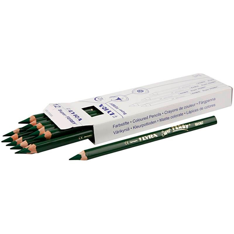 Farveblyanter Super Ferby 1 mine: 6,25 mm, L: 18 cm, grøn, 12stk.