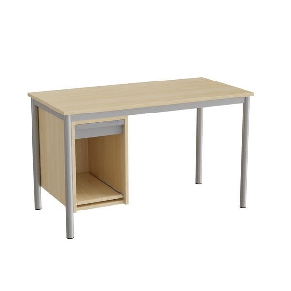 Sybord 135, 1200x600 mm H720 mm, birk laminat, alugråt stel