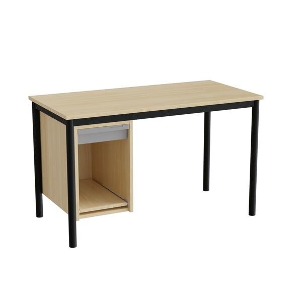 Sybord 135, 1200x600 mm H720 mm, birk laminat, sort stel