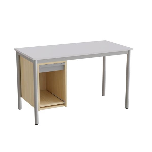 Sybord 135, 1200x600 mm H720 mm, grå laminat, alugråt stel