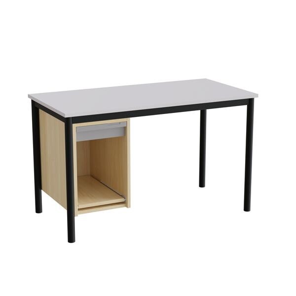 Sybord 135, 1200x600 mm H720 mm, grå laminat, sort stel