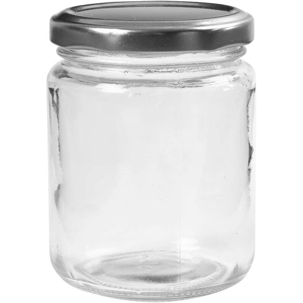 Syltetøjsglas med låg 240 ml H: 9,1 cm Ø: 6,8 cm - 12 stk