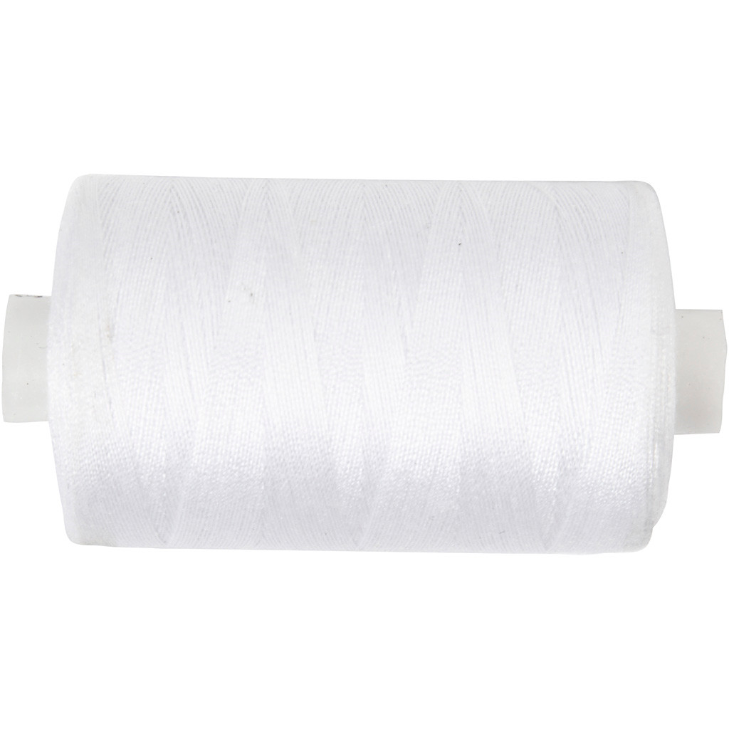 Sytråd hvid polyester - 1000 meter