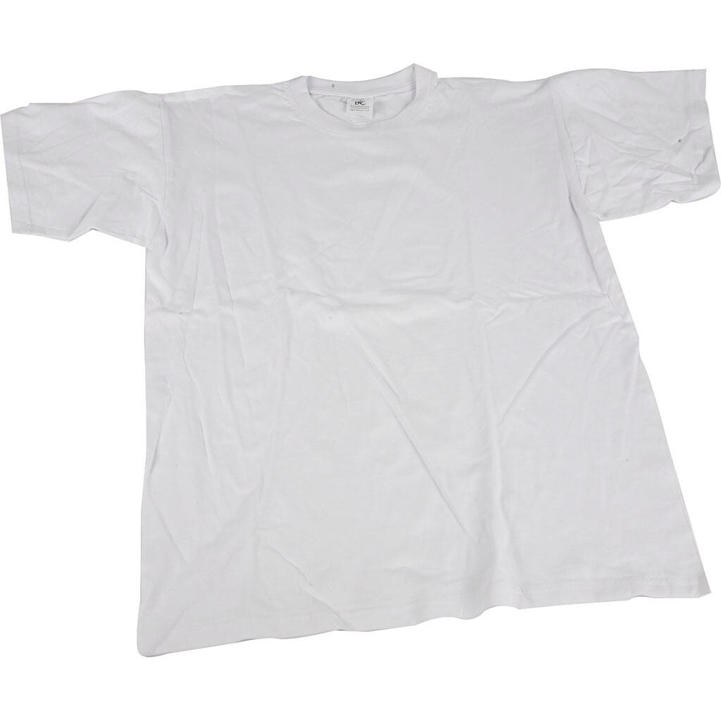 T-shirt - Hvid - Rund hals - str. 5-6 år - Bredde 36 cm