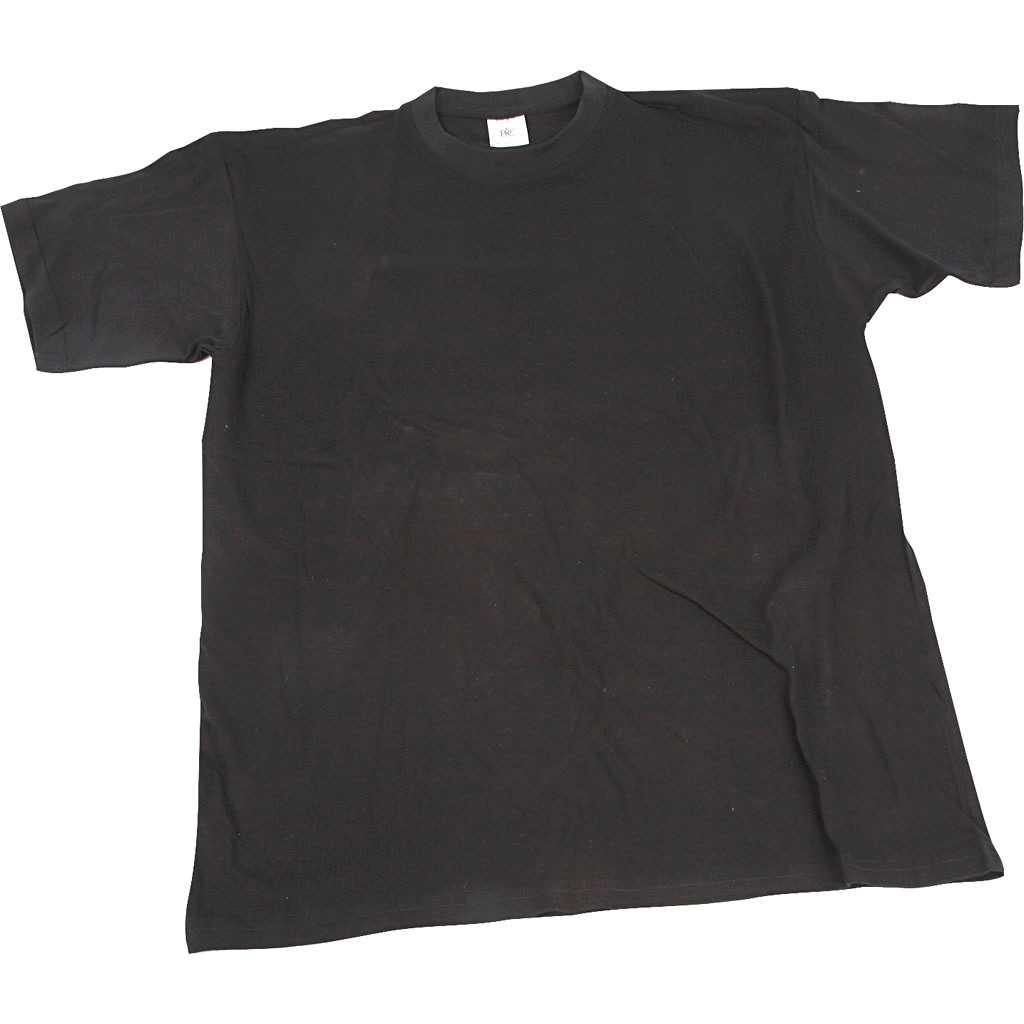 T-shirt - Rund hals - Sort - str. 7-8 år - 40 cm bred