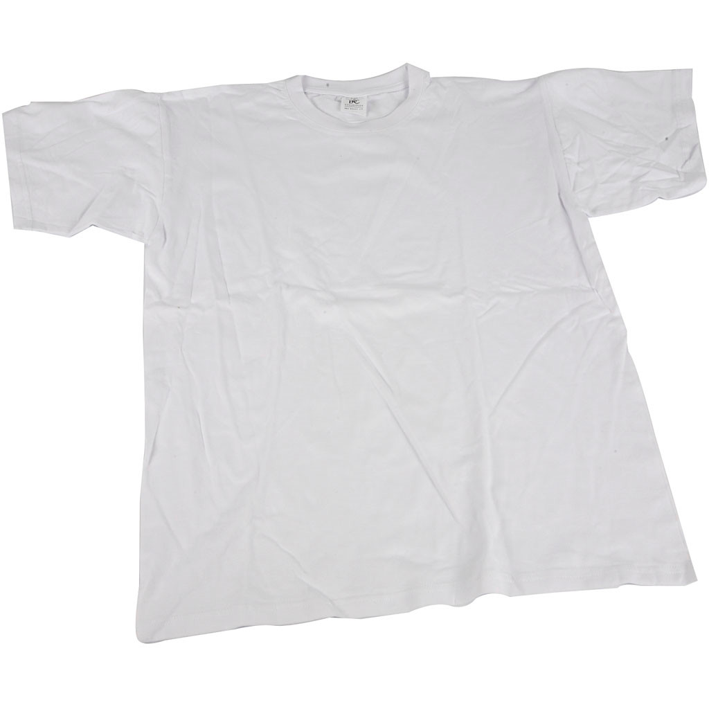 T-shirt størrelse 12-14 år bredde 44 cm hvid | rund hals