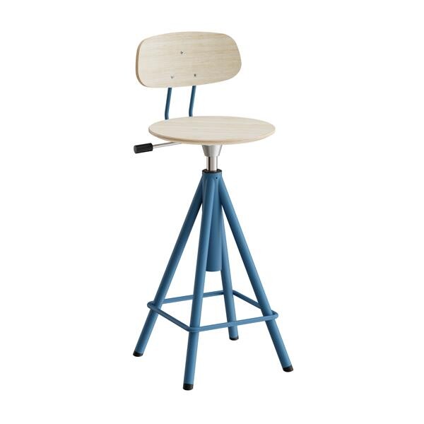 Ergonomitaburet - Atlas 2119R - Hvidpigmenteret eg - Sortoliven stel