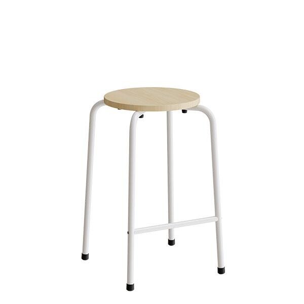 Taburet David 119, massiv birk, hvidt stel