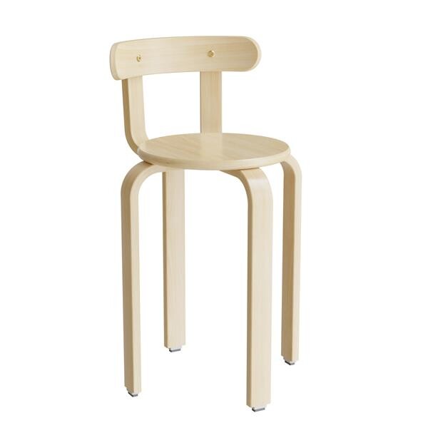 Taburet - Oscar med ryglæn - Birkefinér stel - Sæde Ø330 mm birk laminat - 520 mm