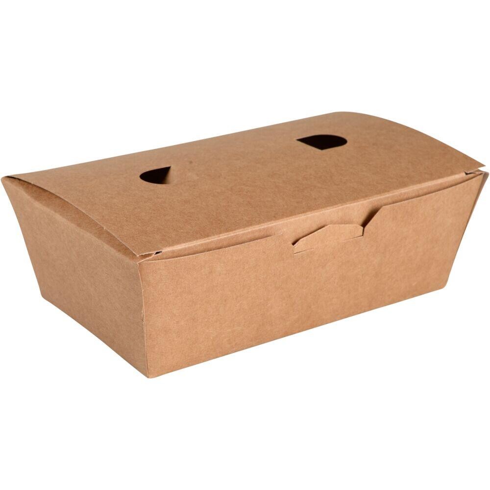 Take away boks 13,8x6,7x5,5cm brun pap med låg konisk nr. 1 - 400 stk