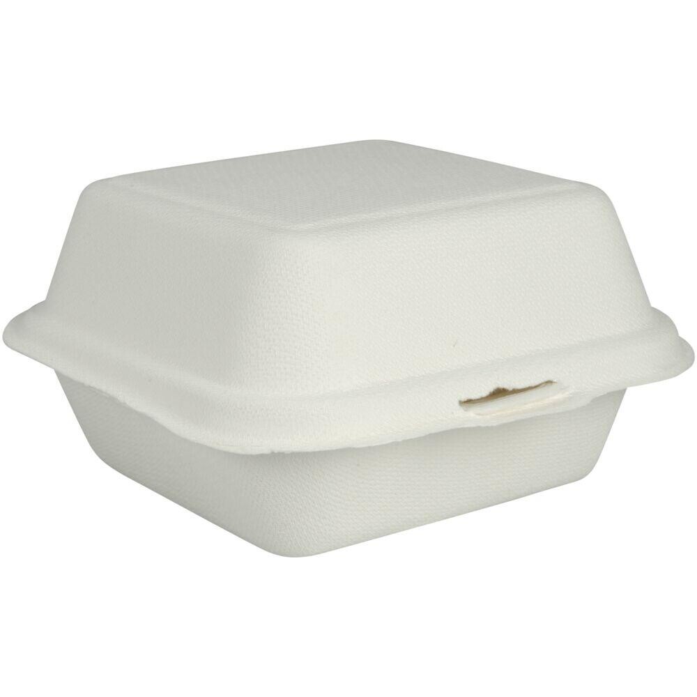 Take away boks - Abena Gastro 153x147x82mm hvid sukkerrør PFAS fri - 500 stk