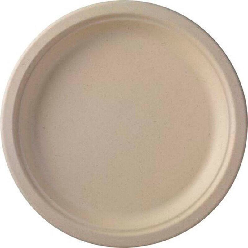 Engangstallerken ø22cm natur - bagasse PFAS free - 50stk/pak