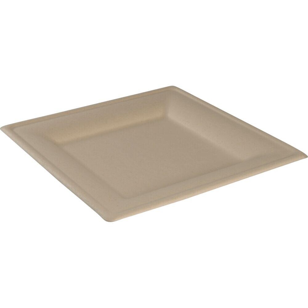 Tallerken ABENA Gastro 20x20x1,5cm nature bagasse firkantet komposterbar - 500 stk