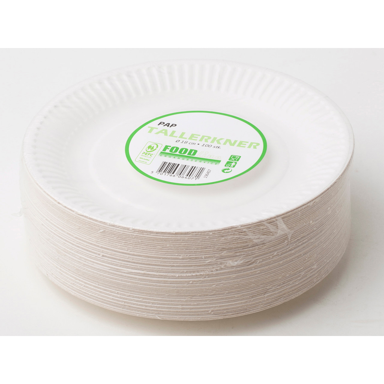 Engangs tallerkner frokost 18 cm pap - 100 stk
