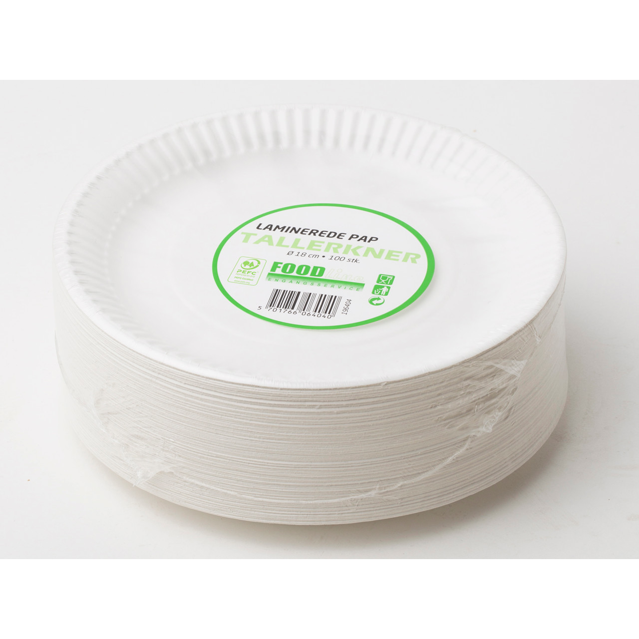 Engangs tallerken pap 18 cm - 100 stk