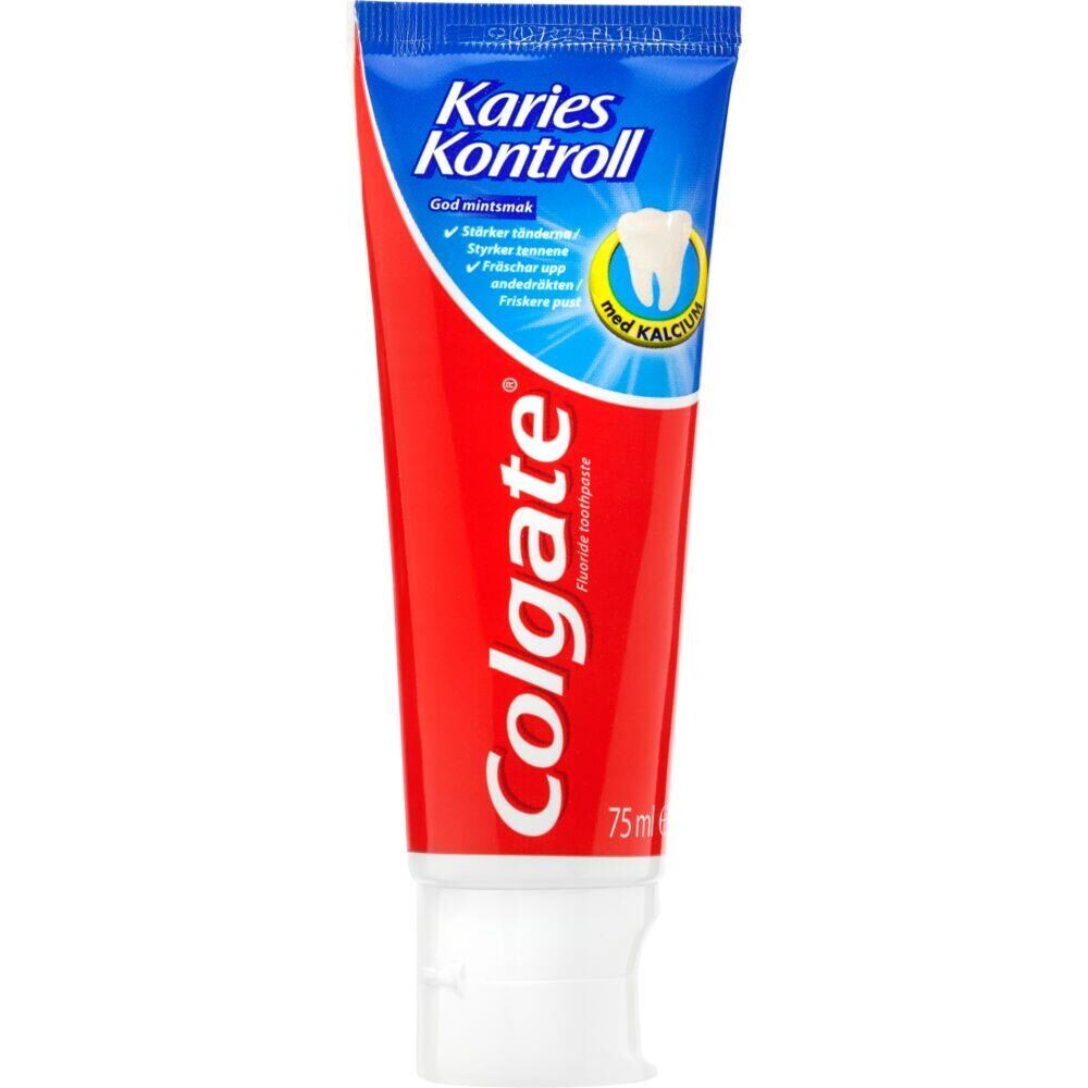 Tandpasta, Colgate Karies Kontrol, 75 ml, hvid, ståtube, 1450 ppm - 12 stk