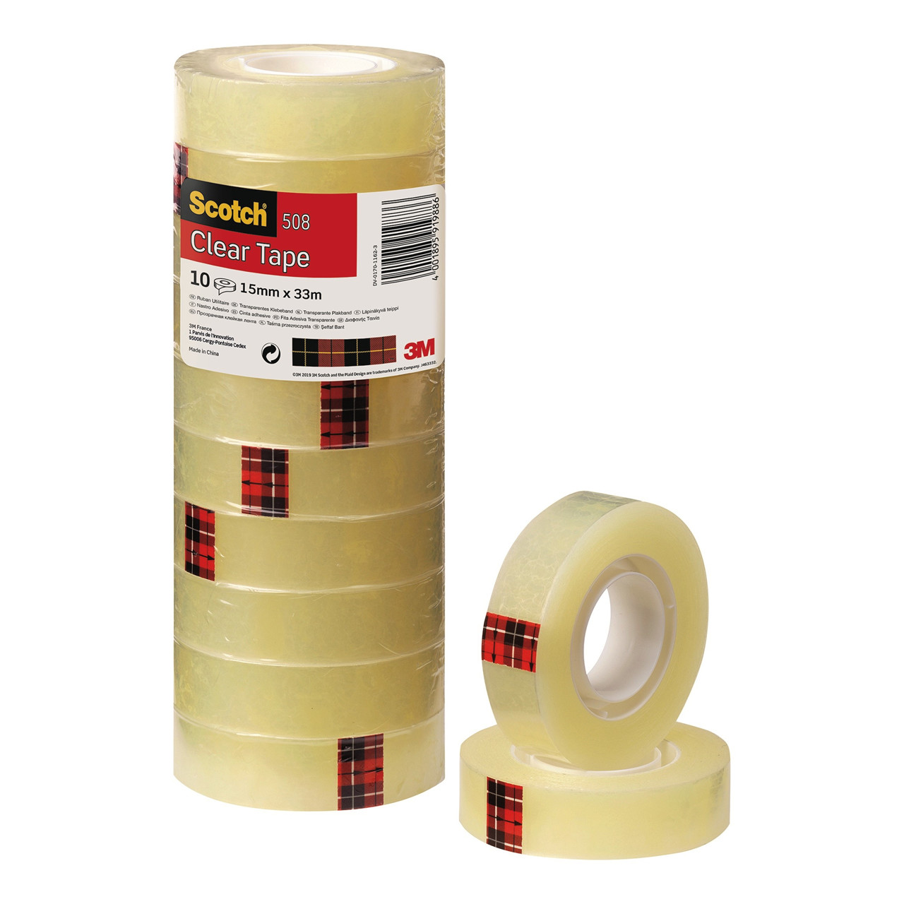 Tape Scotch kontortape - transparent - 10 stk