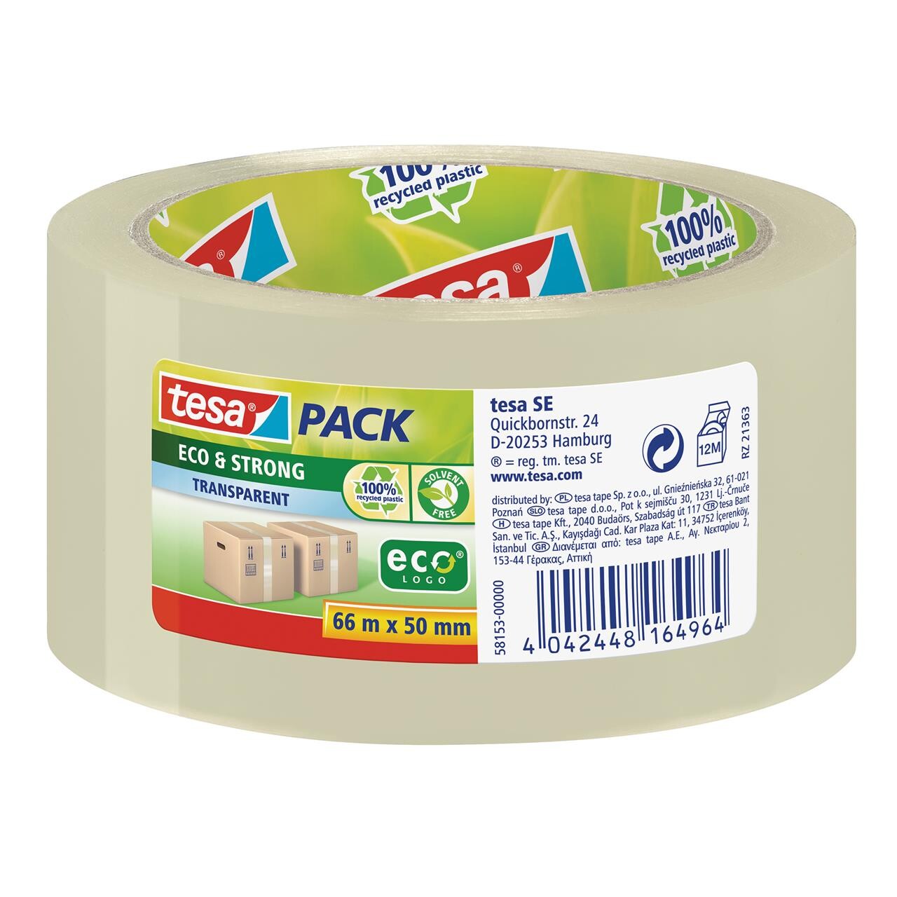 Tape tesa Ecologo klar 50mmx66m støjsvag 58153