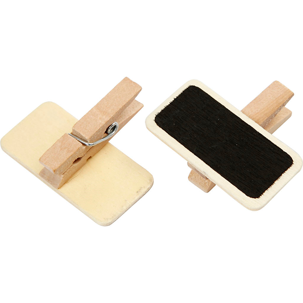 Klemmer med tavle - 4x2 cm - Sort - 12 stk.