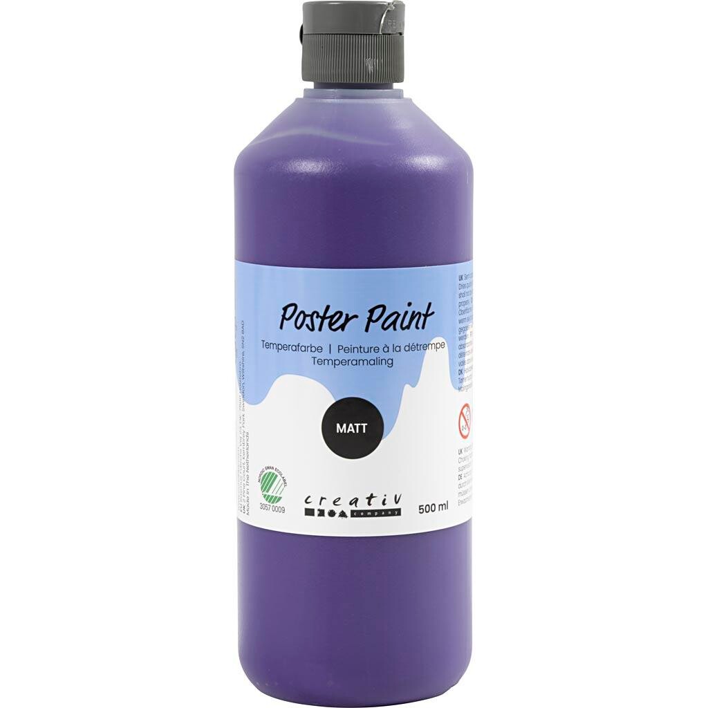 Temperamaling, mat, halvdækkende, violet, 500 ml/ 1 fl.