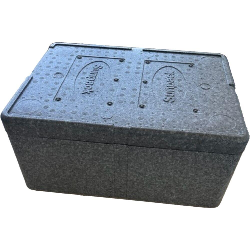 Termokasse, 40x30x14cm, grå, EPS, 1-rums, standard - 15 stk