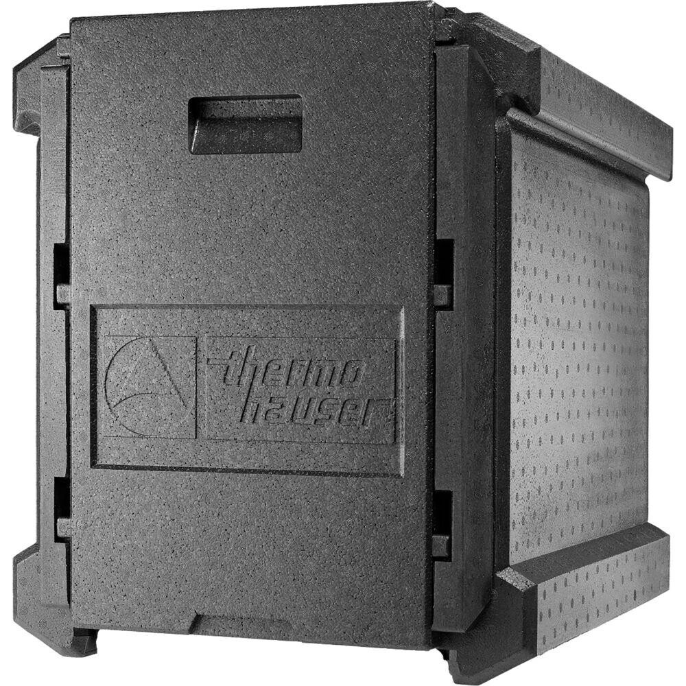 Termokasse, 63x50x58cm, 83 l, sort, EPP, 1-rums, 1/1 GN, frontloader, 12 indstik
