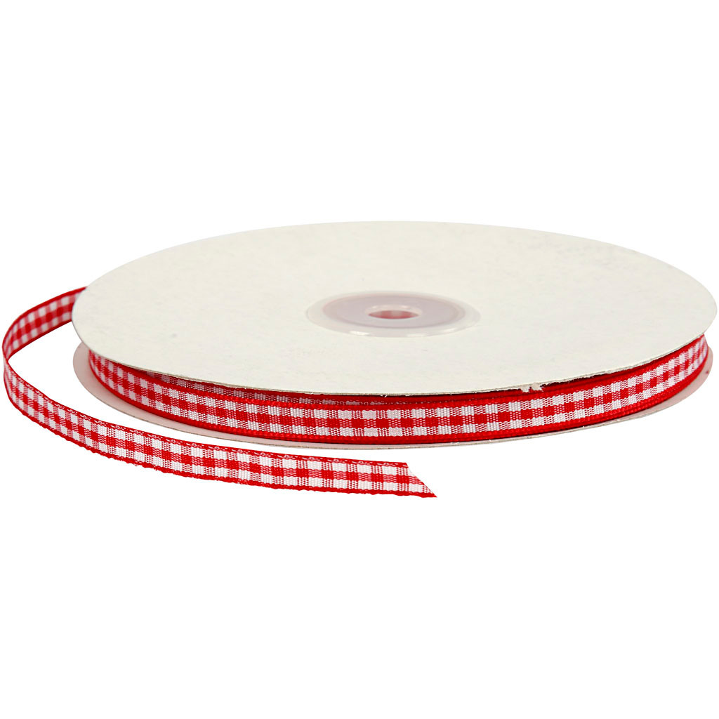 Ternet bånd - rød/hvid - 6 mm - 50 m
