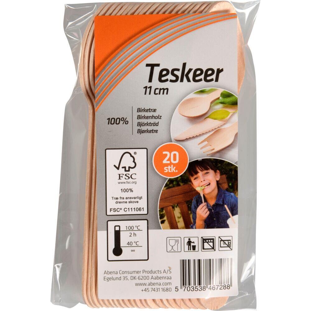 Teske Engangsservice, Consumer, 11cm, natur, birketræ - 34 pakker