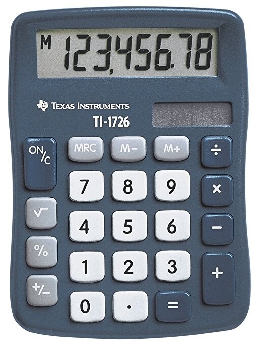 Texas Instruments Texas TI-1726 solar calculator blå