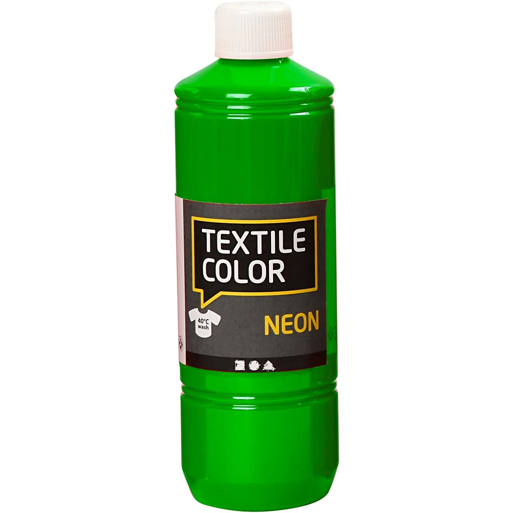 Tekstilfarve - Textile Color - Neon grøn - 500 ml