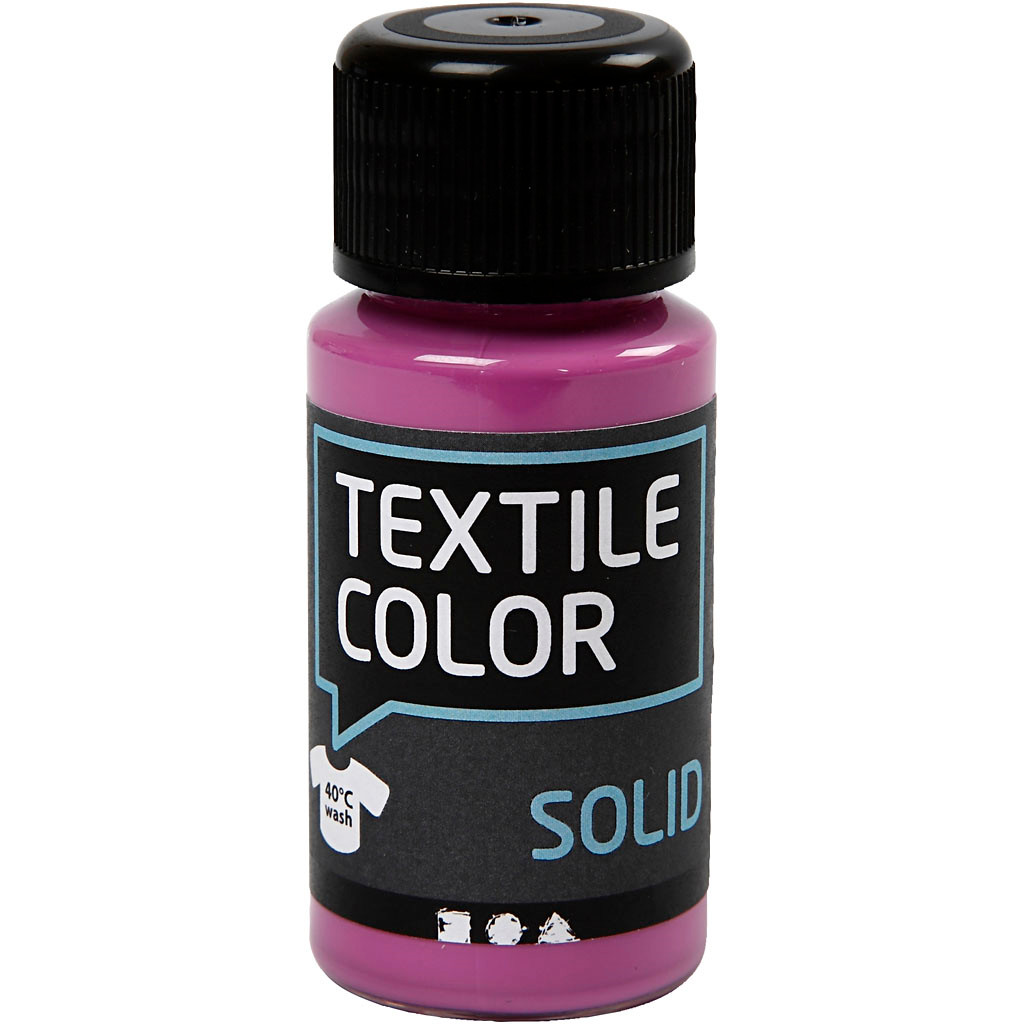 Tekstilfarve - Textile Solid - fuchsia - dækkende - 50 ml