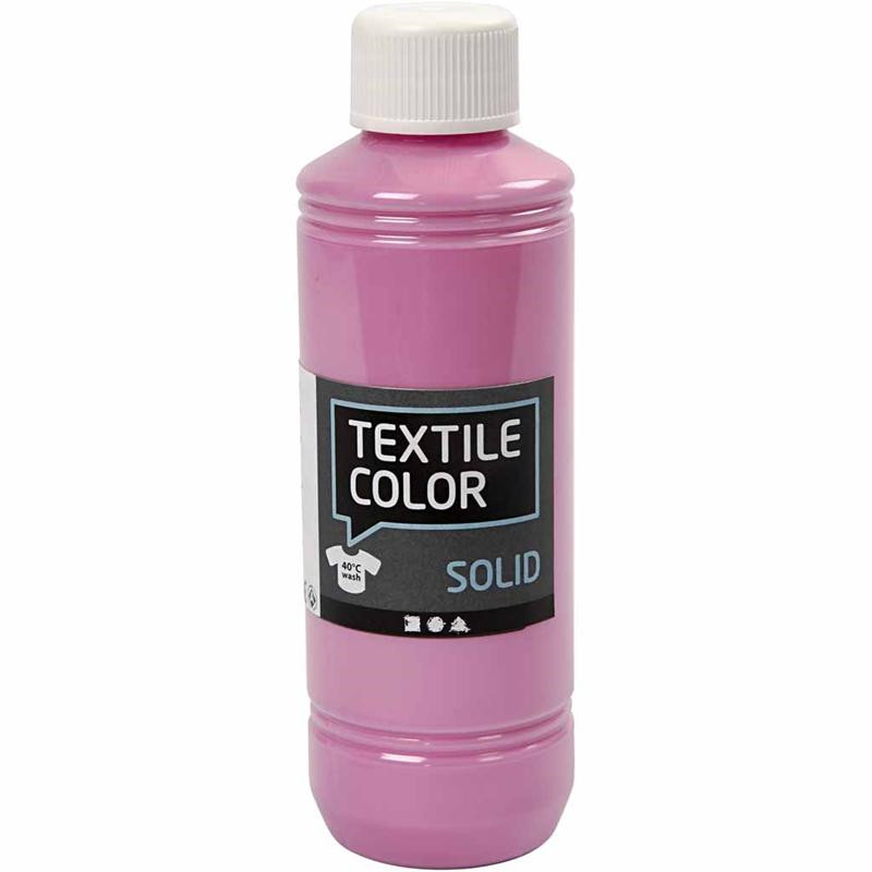 Tekstilfarve - Textile Solid pink dækkende - 250 ml