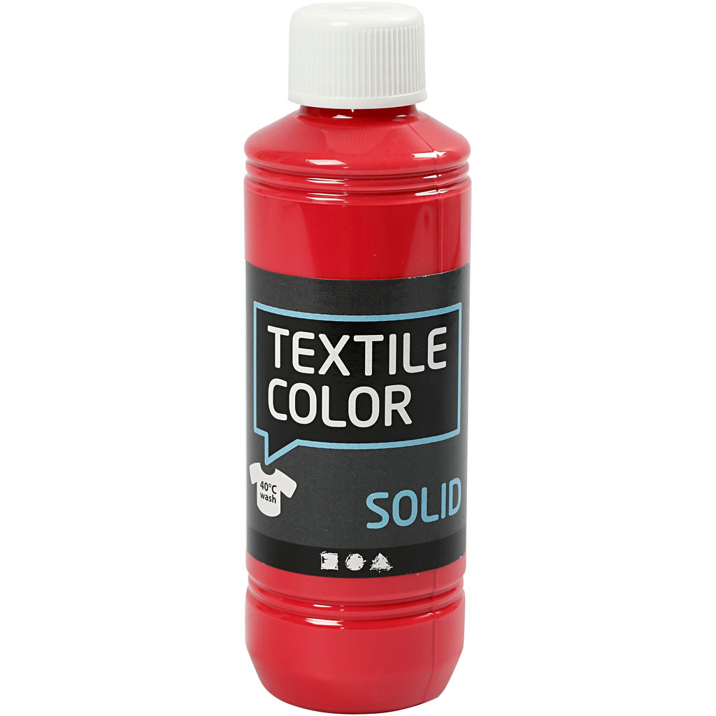 Tekstilfarve - Textile Solid rød dækkende - 250ml