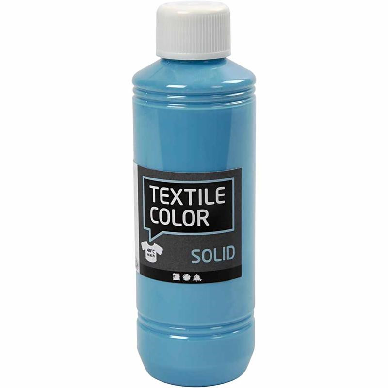 Tekstilfarve - Textile Solid turkisblå dækkende - 250ml