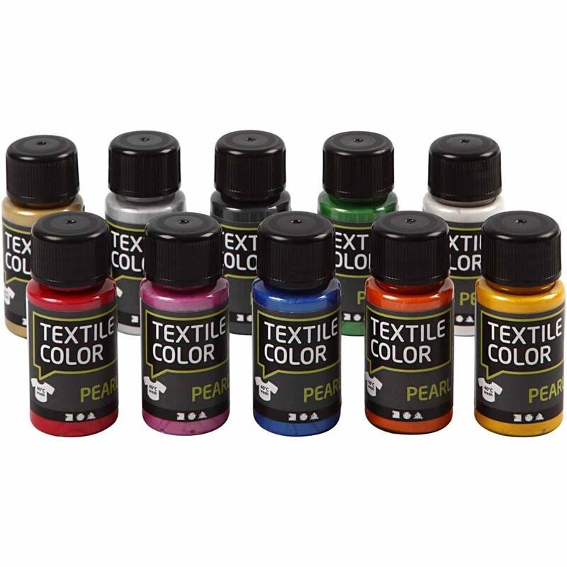 Textilfarver i forskellige pearl farver Textile Color - 10x50ml