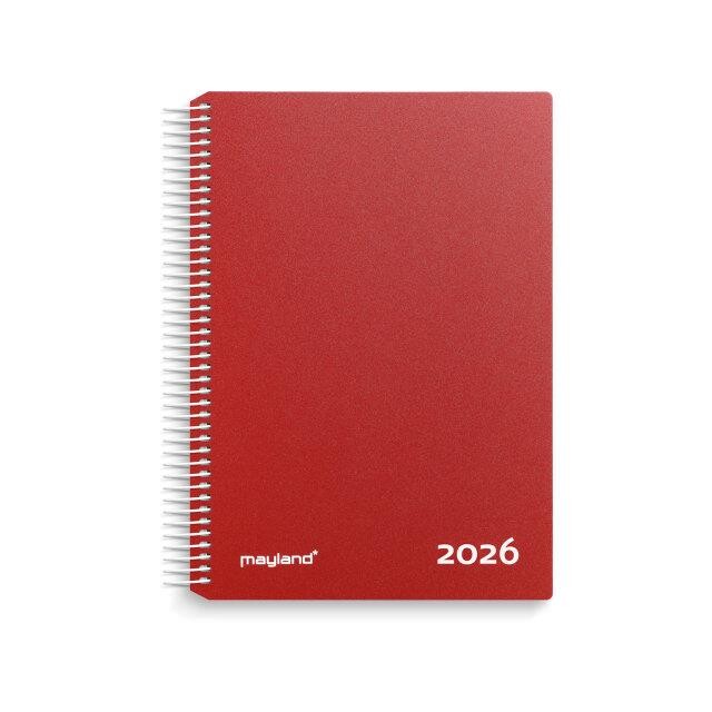 Spiralkalender 2026, rød PP-plast 26 2180 10